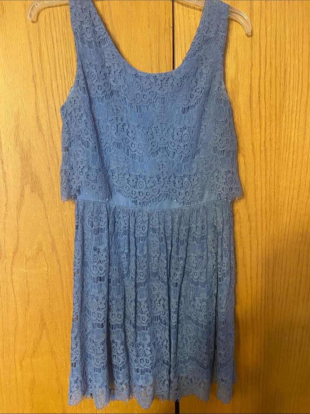 Slate Blue Lace Overlay Dress